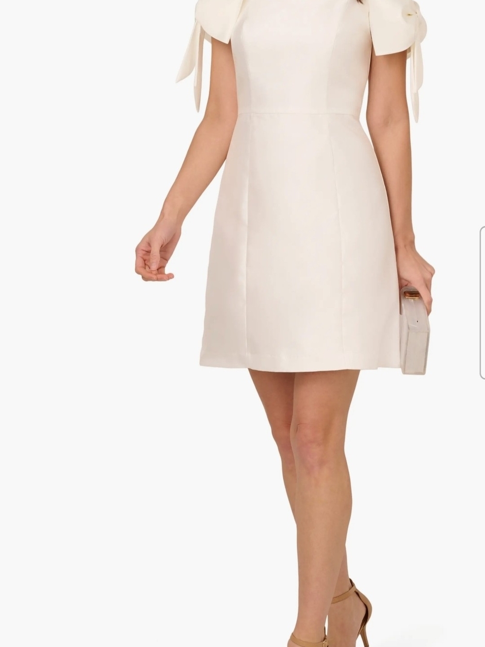 Adrianna Papell Cream Short-Sleeve A-Line Dress